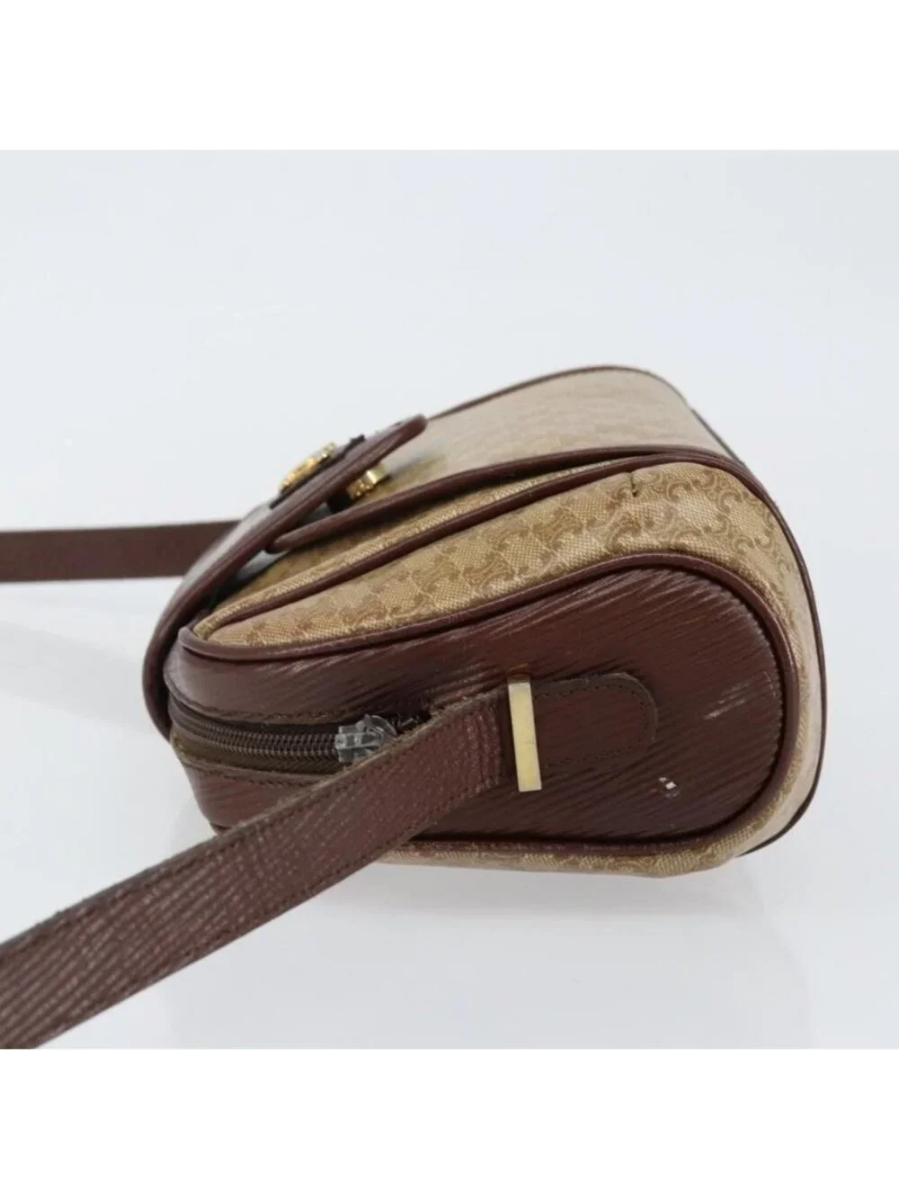 Authentic CELINE Macadam Canvas Shoulder Bag PVC Beige Gold - Picture 11 of 16